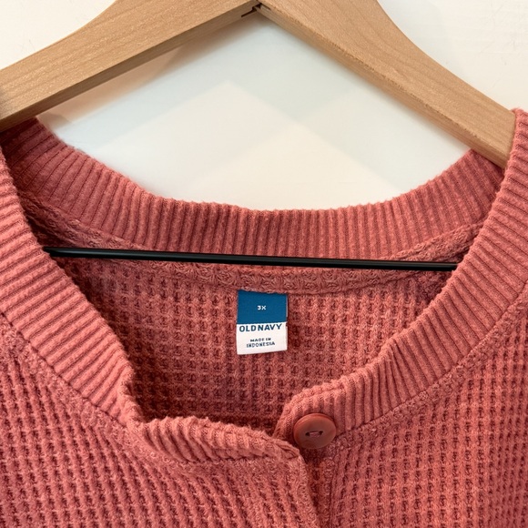 Rosy Pink Waffle Henley size 3X - Picture 2 of 4